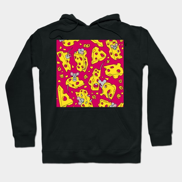 Mice and Swiss Cheese Red Palette Hoodie by HLeslie Design